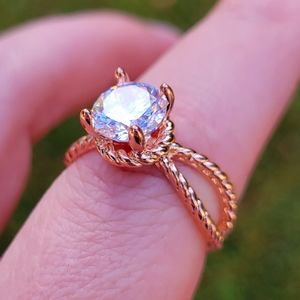 Epiphany Clear Diamond Crystal Gem Golden Ring Size 8